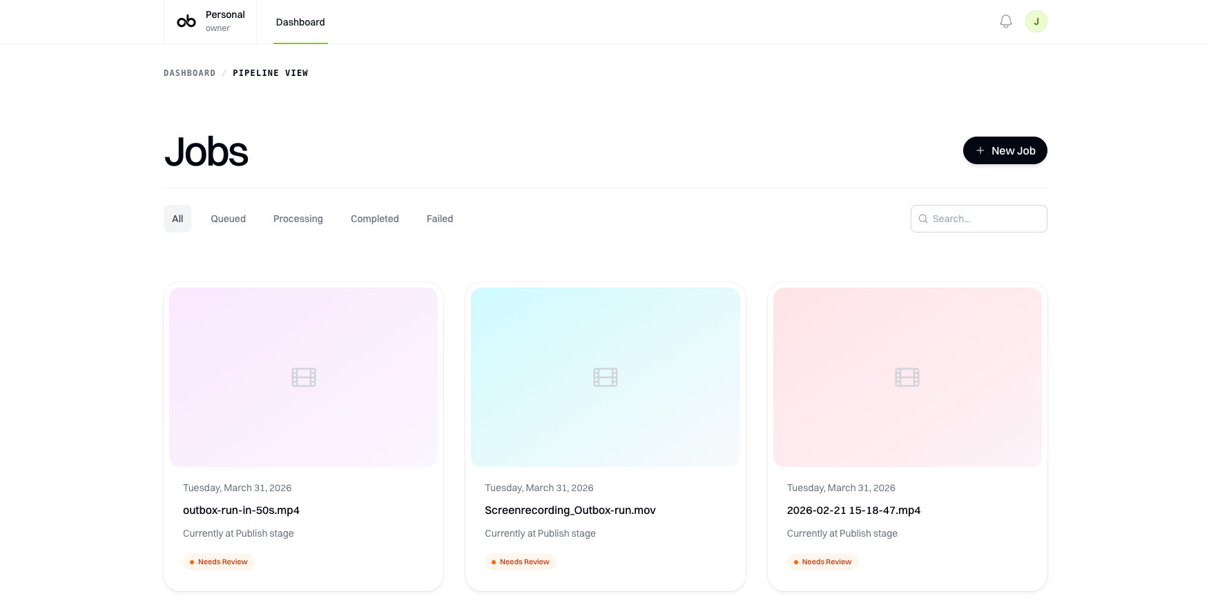 Stage-by-stage dashboard
